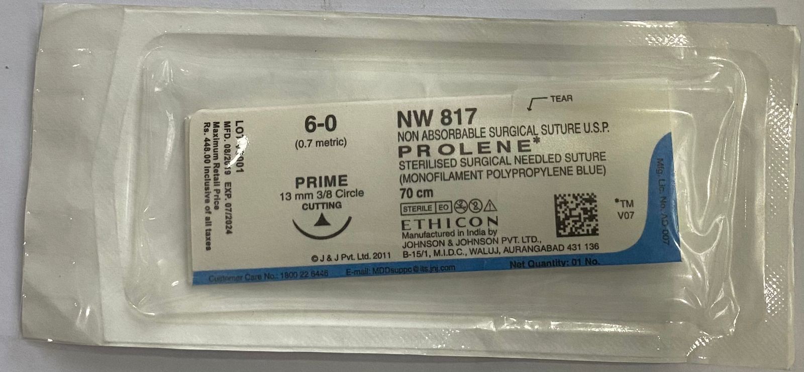 Prolene-6-0 C/b 13mm 70cm 817