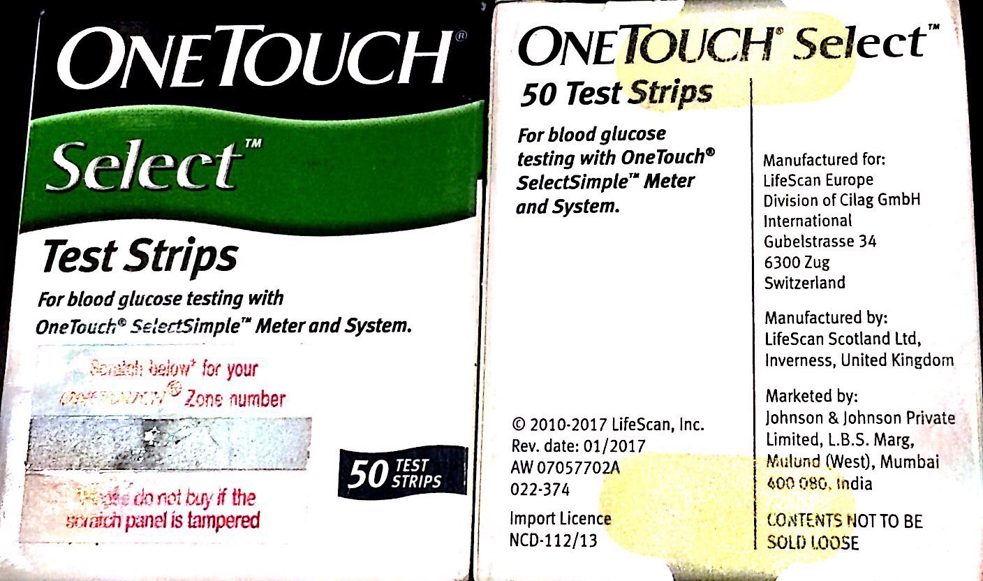 One Touch Select 50's Test Strips