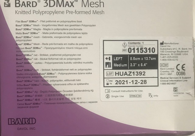 Bard 3dmax Mesh Left Medium(8.5x13.7)cm